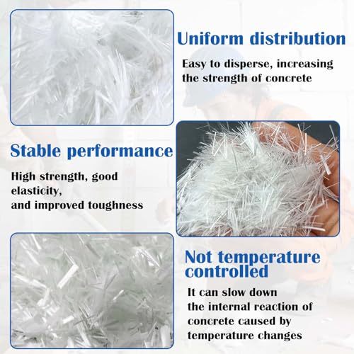 Glasfaser 2,2 lb für Beton- und Mörtelverstärkung, hochtemperaturbeständig, risshemmend, für DIY- und Bauprojekte, für Zement und Epoxidharz geeignet