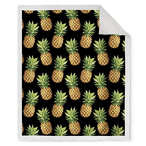 Jekeno Blanket Pineapple Gifts For Women - Presents For Fruits Pineapple Lovers Mother Daughter Teen Girls Birthday Valentines Christmas Decor Soft Cozy Warm Lightweight Kid Adult Sherpa Throw 50"X60" #TOP1
