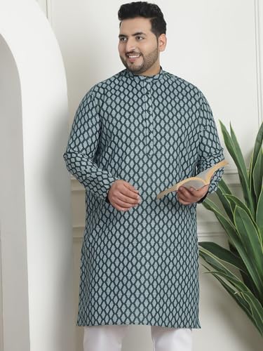 Image of SOJANYA Plus(Since 1958) Men's Cotton Relaxed Fit Straight Radiant Elegance Sequinned Kurta for Navratri, Garba & Puja