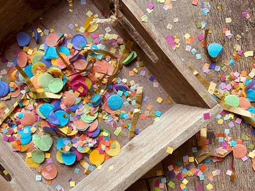 InsideMyNest Colourful Multicolored Biodegradable Confetti Mix Handmade EcoFriendly Throwing Send Off 75g/2.5oz/1 Litre