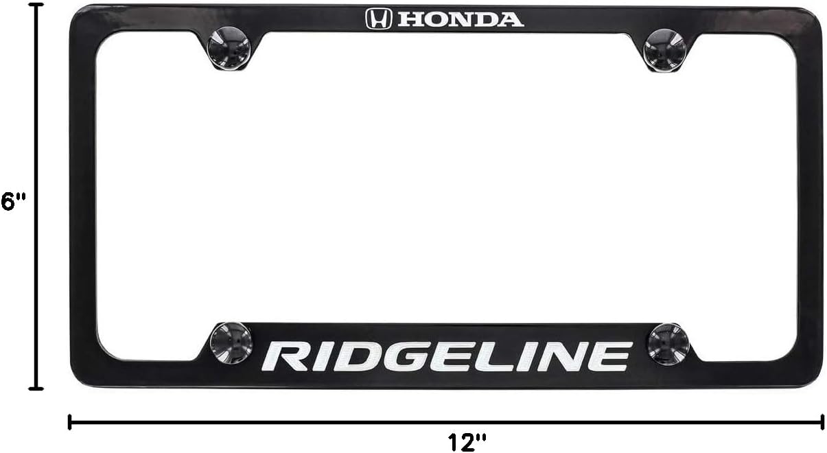 Honda Ridgeline Black Coated Zinc Bottom Engraved License Plate Frame Holder 4 Hole