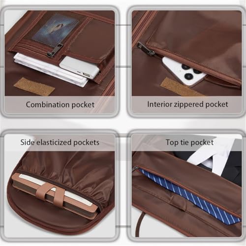 2-in-1 Travel Garment Bag Duffel/Hanging Carry on Travel Case, Convertible Foldable Garment Duffle Suit Travel Bag (Brown,50 * 28 * 30cm)4