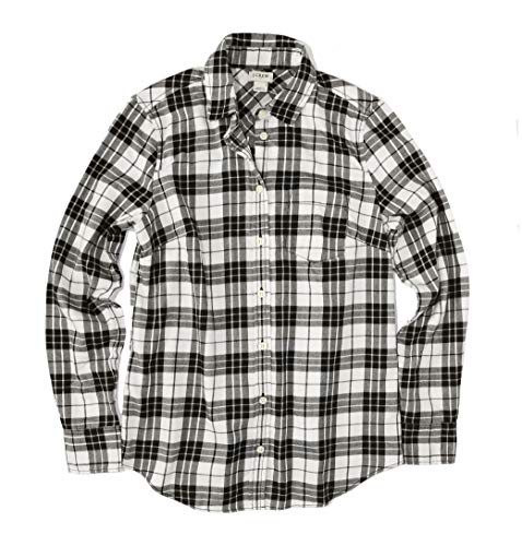 J.Crew Mercantile Women's Long-Sleeve Flannel (XX-Small, Black/White Plaid)