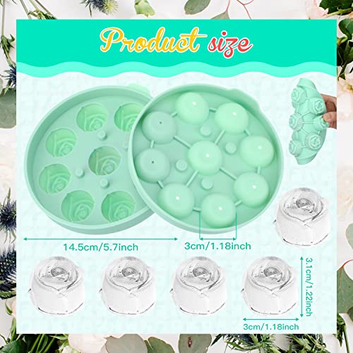Hsei 2 Pieces 3D Rose Ice Mold 1.4 Inch Silicone Flower Ice Cube Trays Rose Silicone Mold For Freezer Whiskey Wine Cocktails Juice Bourbon Mimosas, Dishwasher Safe, Pink, Green #TOP6