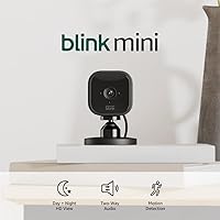Blink Mini Indoor Smart Security Camera: 1080p HD, Night Vision, Motion Detection, Two-Way Audio, Alexa Compatible - Black