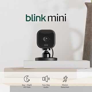 Blink Mini Indoor Smart Security Camera: 1080p HD, Night Vision, Motion Detection, Two-Way Audio, Alexa Compatible - Black