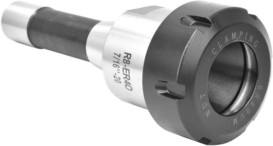 R8 ER40 Router Collet Chuck Extension Converter Adapter Holder for CNC Milling, Steel, 7/16in-20UNF
