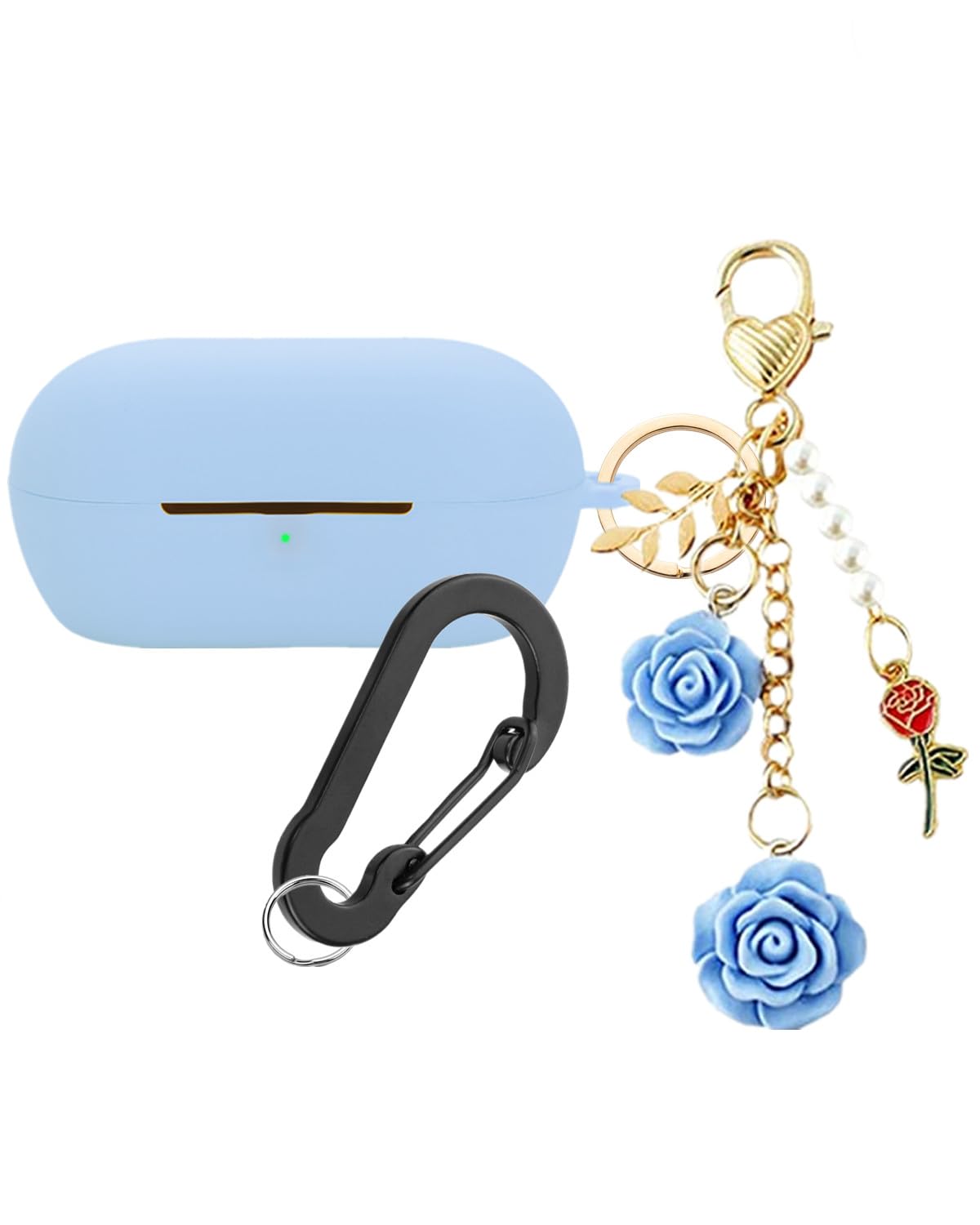 Case for Sony WF-C710N Case Cover with Flower Keychain, Cute Soft Silicone Protective Skin Cases for WFC710N Wireless Headphones with Carabiner for