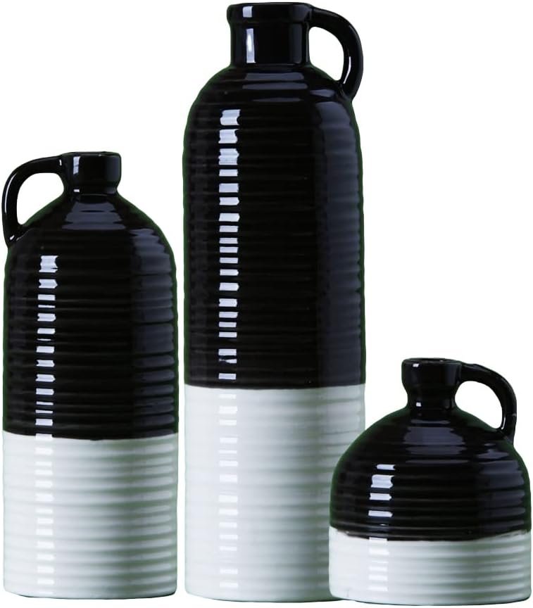 LIYIYES Modern Home TwoToned Black and White Stripe Jug