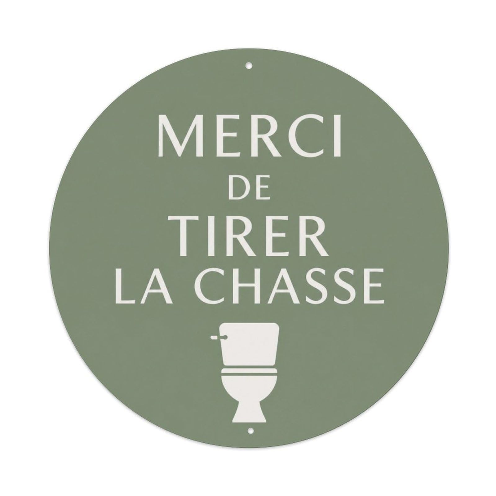 French Flush Restroom Notice Green Toilet Icon Badge Metal Tin Sign