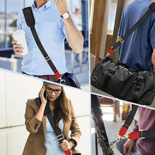 Image of ZINZ 60 inch Universal Bag Strap with Ultra-thick Fixed Breathable Pad Adjustable Heavy-duty Shoulder Strap for Laptop bag Crossbody Luggage Gym Bag Camera Bag and more -Black Red