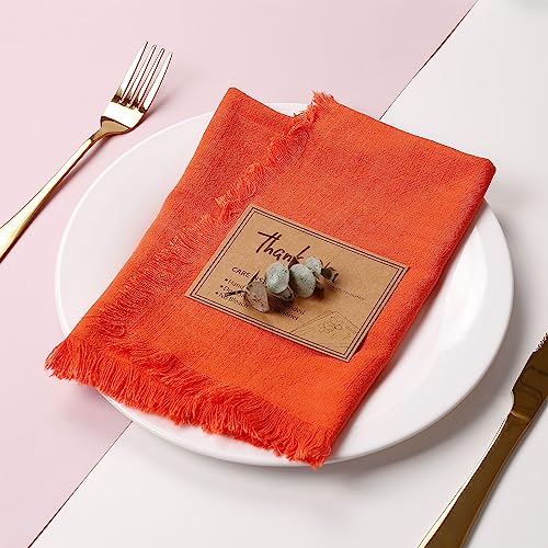 Servilletas de Tela Hechas a Mano, 100% Algodón, Naranja, Set x8 miniatura 2