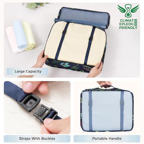 Image of BAGAIL 8 Set Packing Cubes Luggage Packing Organizers for Travel Accessories-Navy Leaf