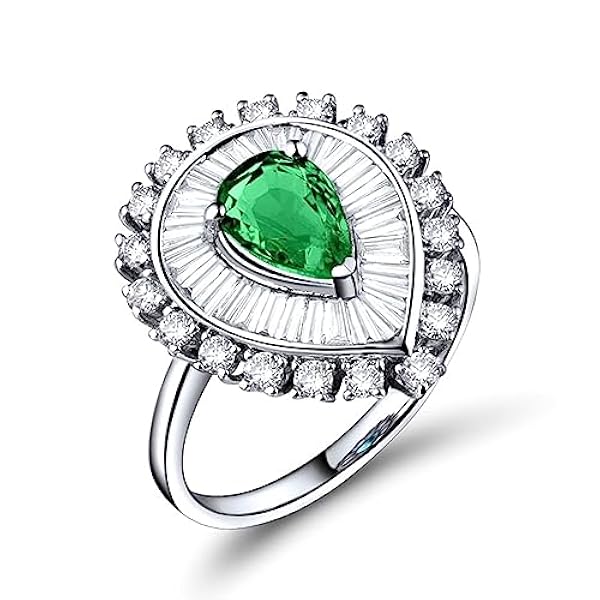Dsnyu Diamond Eternity Bands voor vrouwen, belofte ring voor haar witgouden peervorm smaragd diamanten sieraden