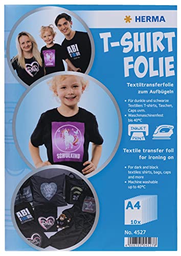 Herma Tranp. Tshirt A4 p.Textile foncé et Noir, 20 Feuilles 4527