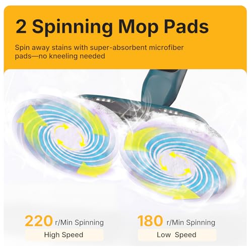 Image of NEWBULIG Steam Mop, All-in-One Steam Mops for Floor Cleaning with Rapid Re-heat, Self-Standing Floor Steamer, 4 Rotating Scrub Pads, 2 LED Headlights, for Hardwood Floors & Tile