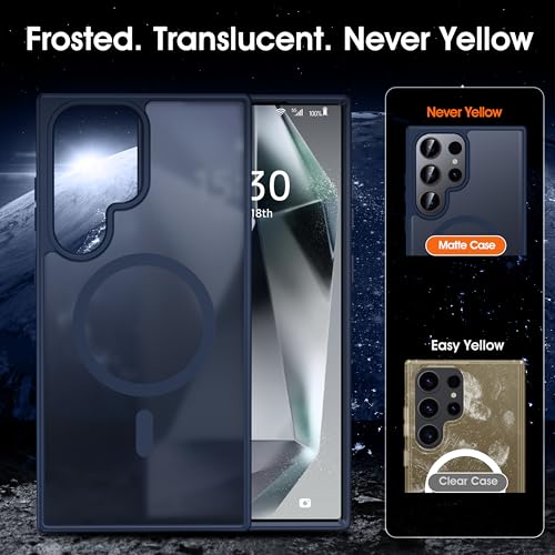 Image of Oterkin Magnetic for Samsung Galaxy S26 Ultra Case Matte, S26 Ultra Phone Case Compatible with MagSafe Frosted Translucent Shockproof Anti-Scratch Slim Fit Case Military Grade Protection (Dark Blue) | Matte, Compatible with MagSafe, Frosted Translucent, Shockproof Anti-Scratch Slim Fit, Military Grade Protection