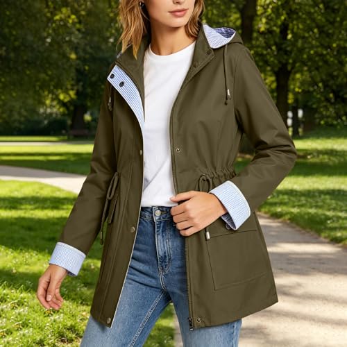 Chaquetas impermeables con capucha mujer chubasqueros resistentes al agua con cremallera 3