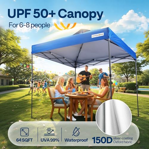 Image of VIVOHOME 8x8ft Pop Up Canopy Tent One Push Setup