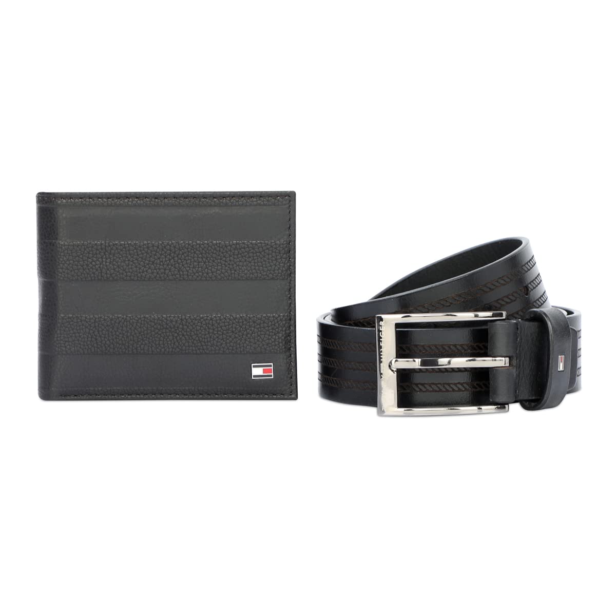 Tavira Men Leather Gift Set Include Large Size Belt and Wallet Black/Brown-image-14