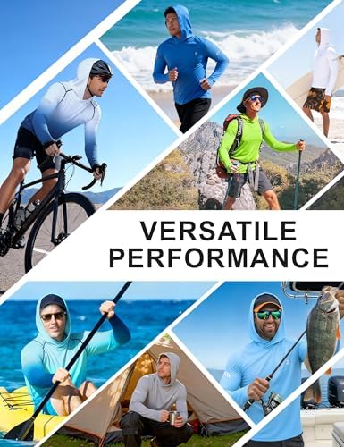 Roadbox Mens UPF 50+ Sun Protection Hoodie, UV Long Sleeve Fishing Shirts, Lightweight Swim Rash Guard for Outdoor Hiking — view 5