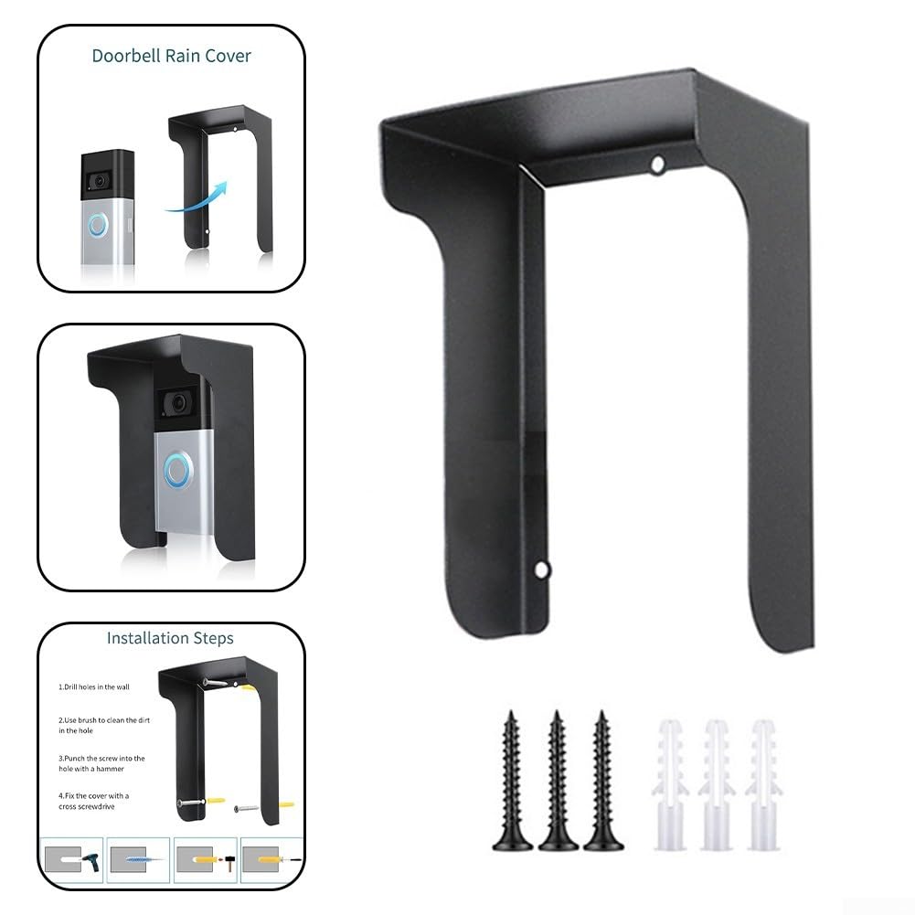 Housse de protection anti-pluie en métal anti-reflet imperméable pour la plupart des sonnettes vidéo