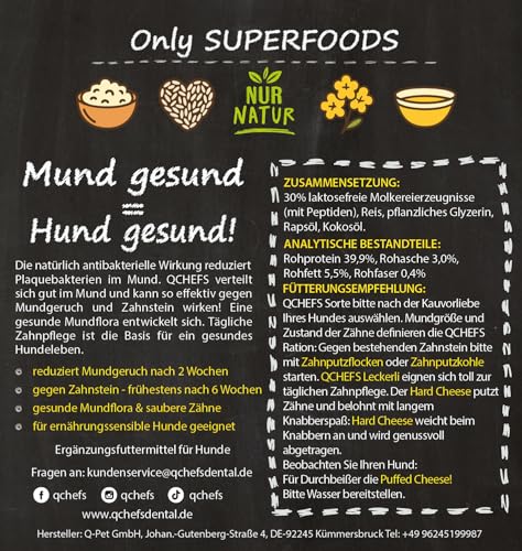 QCHEFS Hard Cheese 4 Kauknochen für kleine Hunde und Welpen, Natürlich antibakterielle Zahnpflege - Veggi Bully Stick- bei Mundgeruch & Zahnstein