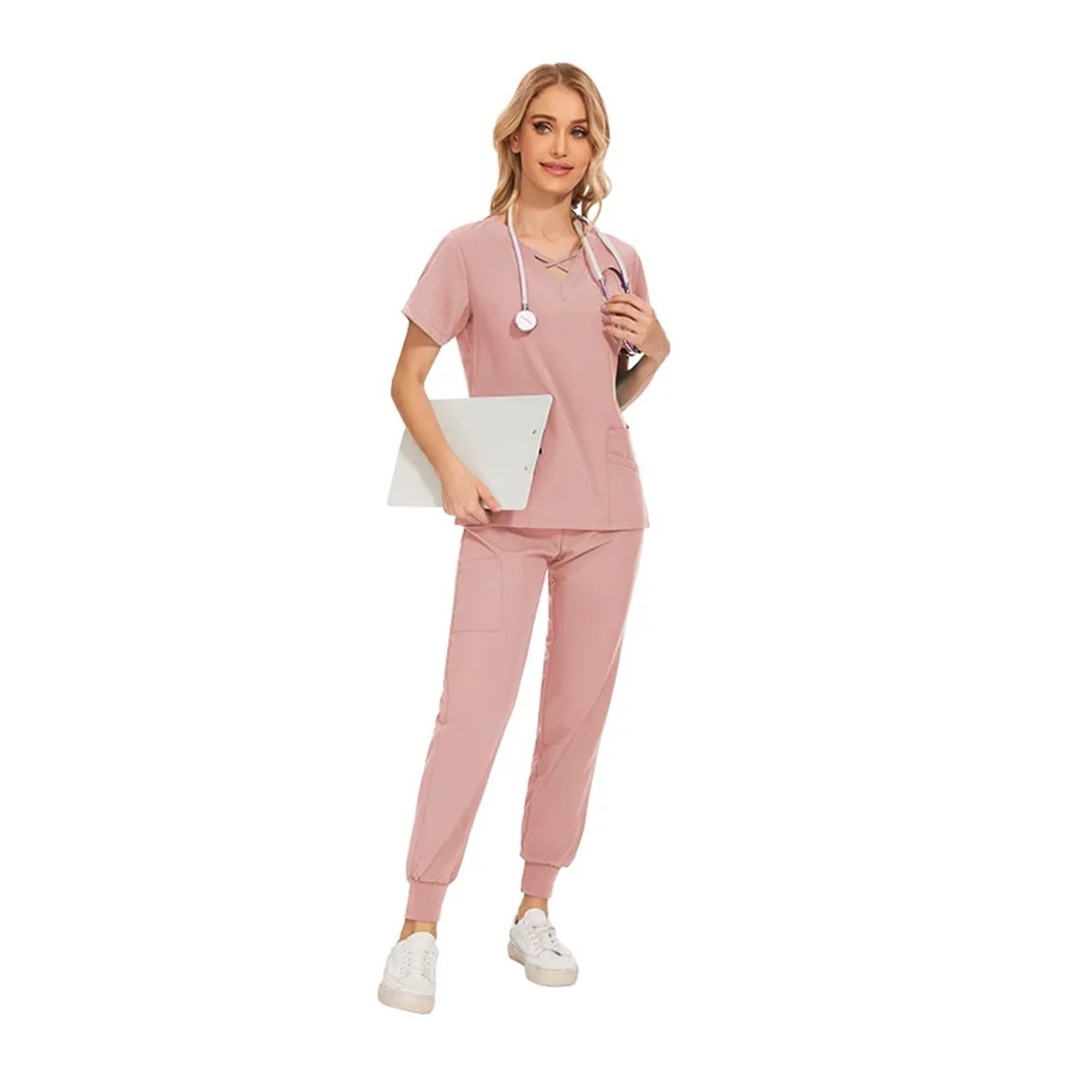 Divisa Infermiere Donna Set di Scrub da Donna Slim Fit Uniformi mediche Abiti Chirurgici for Medici Accessori for Infermieri Salone di Bellezza Spa Tuta da Lavoro