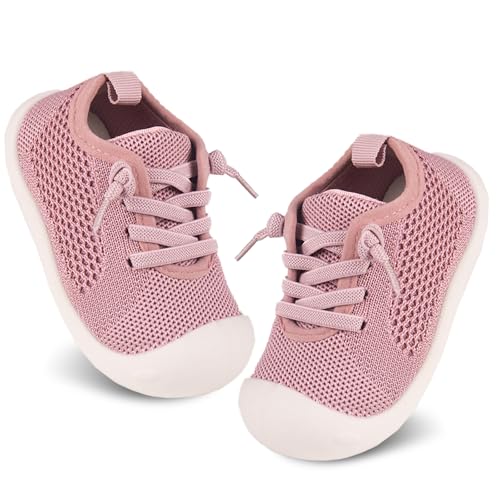 Baby Girl&Boy Toddler First Walking Shoes 6-12 Months Size 3 Black Barefoot Slip On Wide Toe Box Shoes Soft Footmates Casual Tennis Indoor Flexible Learning to Walk Rubber Sneakers