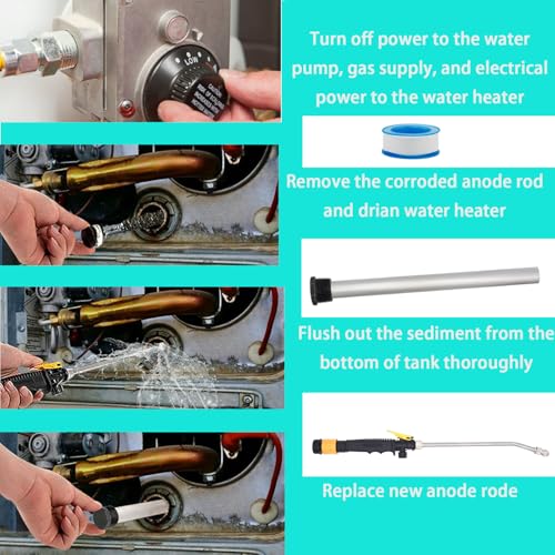 Image of 5 Pack RV Water Heater Anode Rod & Flush Wand, 9.25 inchL x 3 /4 inchNPT Thread Magnesium Rod for Suburban, Mor-Flo, RV Hot Water Heater Anode Rod, with Hex Wrench Removal Tool