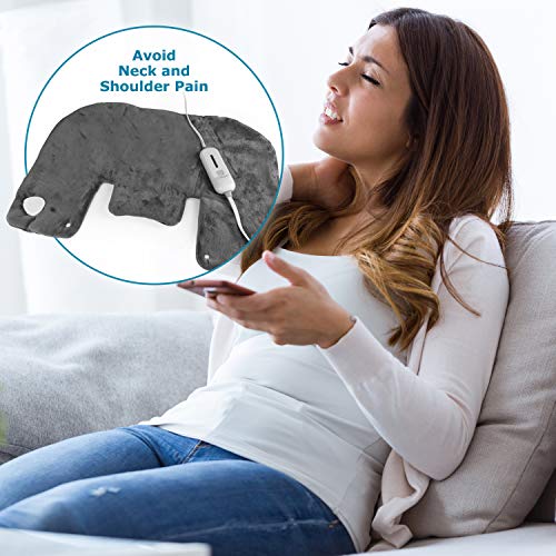Electric Neck and Shoulder Warmer Heating Pad (18”x25”) Gray - Fast-Heating Technology, 3 Heat Settings, Moist Heat Therapy Option, Fast Heating, Convenient Storage Bag - Thumbnail 2