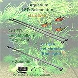 leuchtbalken für 150cm aquarium 3 x LED-Leuchtbalken nach Auswahl mit LED-PINs (2x Tageslicht 6500K + 1x Blau) inkl.Trafo+ Verteiler und 6 x flexible Halter (Füße)