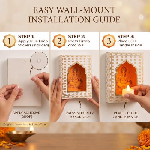 Image of JH Gallery Paper Jharokha Diya Set with LED Candles, DIY Wall Decor, Home Decoration Items for Diwali, Ganesh Chaturthi, Varalakshmi Pooja Decor, Mandir, Stairs & Festival Decoration (Pack of 6)