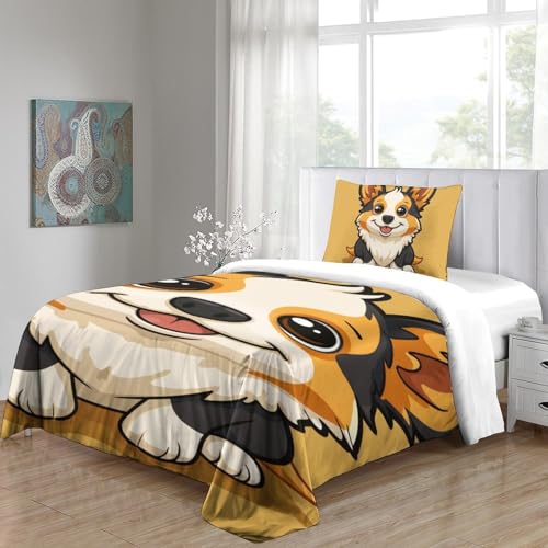 Housse de couette corgi imprimé 3D pour décorer la chambre ado