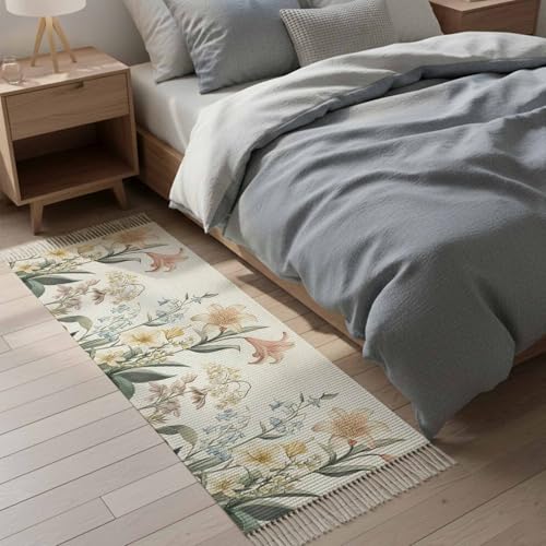 Hallways Runner Rug 2x6 Feet, Vintage Spring Floral Area Rug