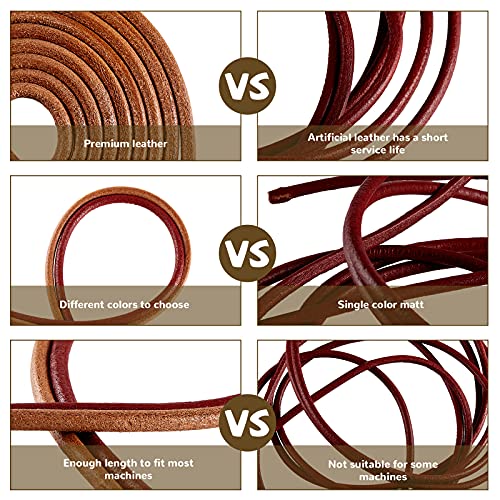 4 Pieces Treadle Sewing Machine Belt 72 X 3/16 Inch Sewing Machine Leather Belt With Hook Cow Leather Belt Replacement Sewing Machine Accessories Parts For Universal Pedal Sewing Machines #TOP3