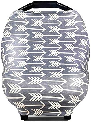 Infant Car Seat Cover, Stretchy Nursing Scarf, Car Seat Canopy, Shopping Cart Cover, High Chair Cover Protects Babies and Breastfeeding Mothers. Multiuse Cover for Babies (Arrows)