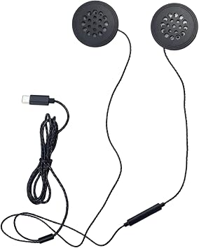Flylin Helmet Headset, Motorcycle Wired Helmet Speakers Supports Call with Type-C Connector, Ultra Thin Racing Earphones for Cycling/Skiing/Riding Outdoor