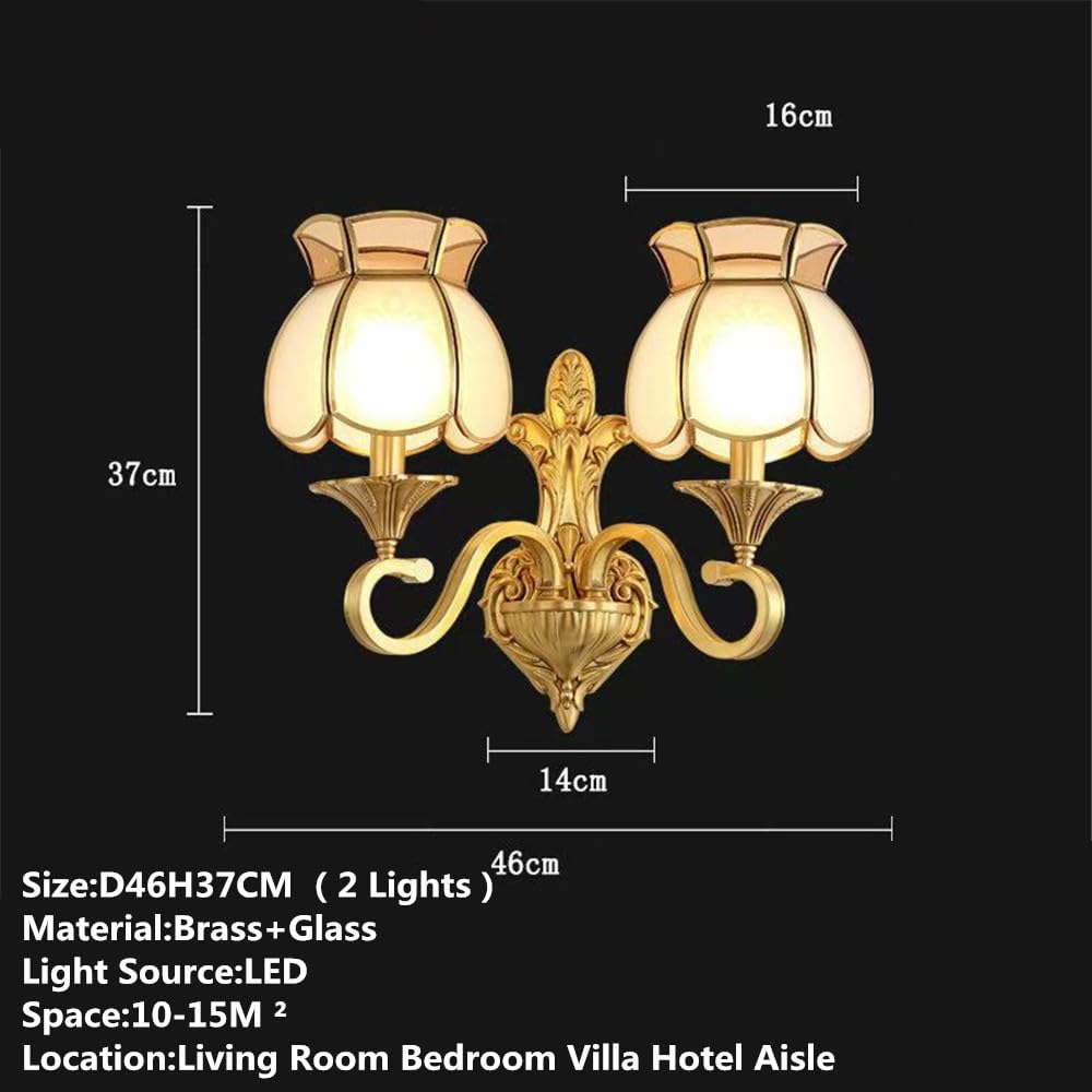 Lampada da Parete Americana di Lusso in Ottone, Stile retrò Creativo, a LED, Ideale per Soggiorno, Camera da Letto, Studio, Hotel, Villa e corridoio (Attacco E2).