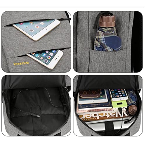 Mochila Masculina Recarregável USB Conjunto Vários Compartimentos Mochila Executiva de 3 Cinza