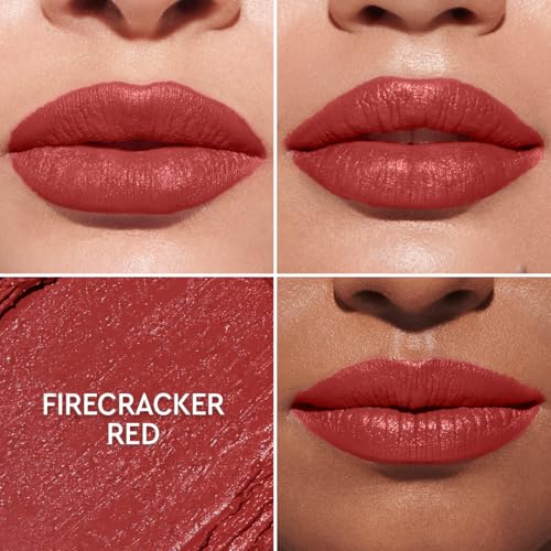 Image of KIRO Slickstick Luxe Matte Lipstick-Firecracker Red,2.4g,High-Pigment Velvet Matte Finish,Hydrating & Long-Lasting,Infused with Peptides & Hyaluronic Spheres,12 Nude,Pink,Brown & Red Shades