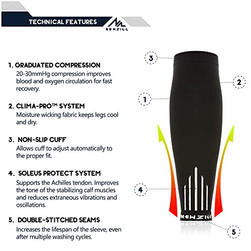 Image of NEWZILL Compression Calf Sleeves (20-30mmHg) for Men & Women - Perfect Option to Our Compression Socks - for Running, Shin Splint, Medical, Travel, Nursing