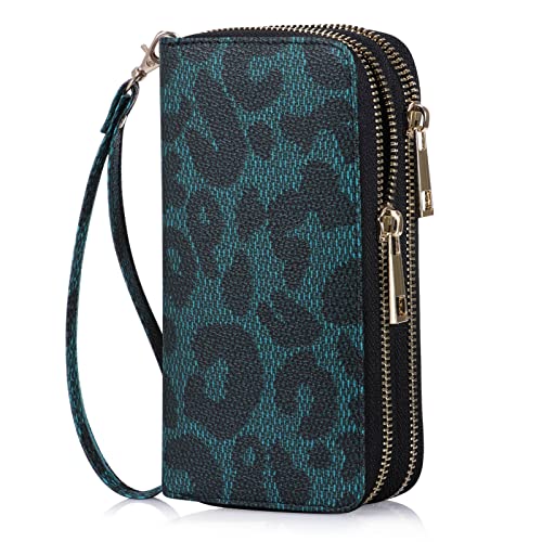 Image of Cellphone Wallet for Women Dual Zipper Long Purse with Removable Wristlet