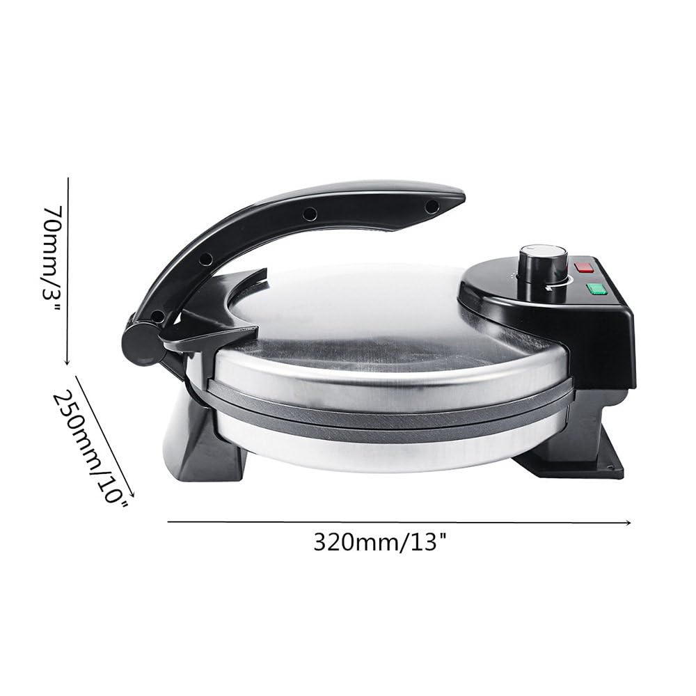 Macchina per Roti Antiaderente (10 pollici), Macchina per Pancake Portatile da Colazione da 2000 W con Indicatore LED, Temperatura Regolabile, Prepara Facilmente Chapati/Tortilla Perfetti