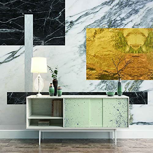 Papier peint auto-adhésif marbre noir et blanc pour cacher les défauts du mur - 2