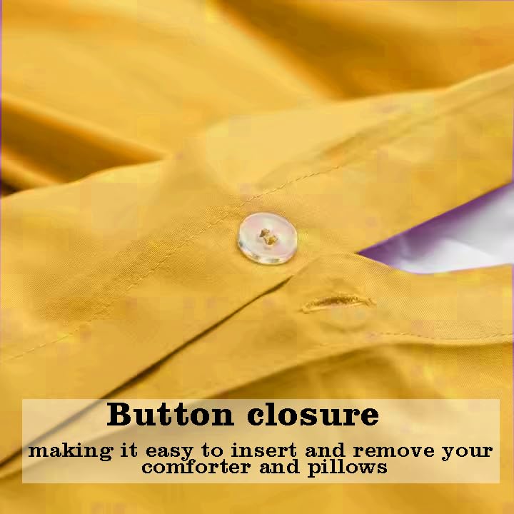 Ev Dekor Double Duvet Cover Sets - Brushed Microfiber Bedding- Plain Dye Quilt Cover with Pillowcase - Ochre - Image 2