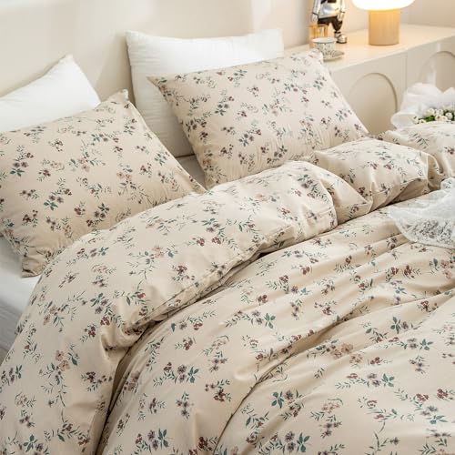 TISPLR Floral Full Comforter Set 3 Pieces Soft Chic Garden Style Floral Print Lightweight Vintage Botanical Flowers Comforter Set for All Seasons 1 Comforter and 2 Pillowcases by TISPLR - Used condition - Image 7