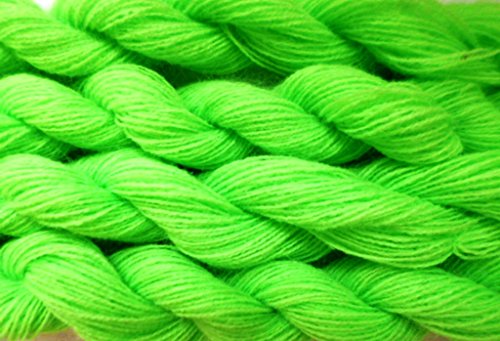 Easy Care Neon Lime Green Acrylic Fingering Lace Weight Knitting Crochet Yarn #TOP1