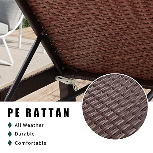 Krofem Outdoor Patio Rattan Wicker Chaise Lounge Chair, Ideal Pool Furniture, Waterproof, Adjustable, Brown Rattan With Beige Cushion #TOP4