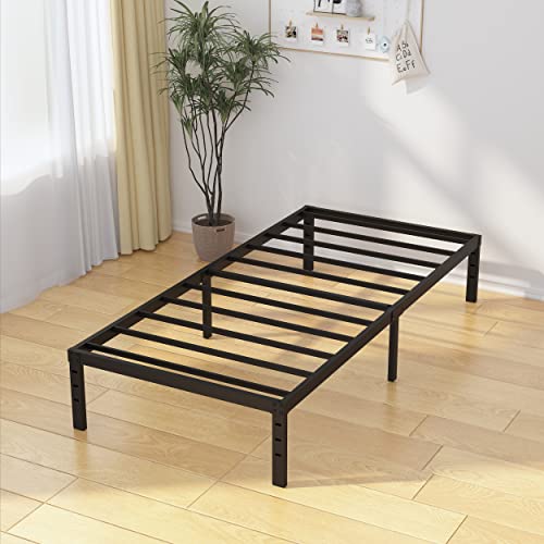 Emoda 14 Inch Twin Bed Frames No Box Spring Needed, Heavy Duty Metal Twin Platform Bed Frame, Noise Free, Easy Assembly, Black #TOP2
